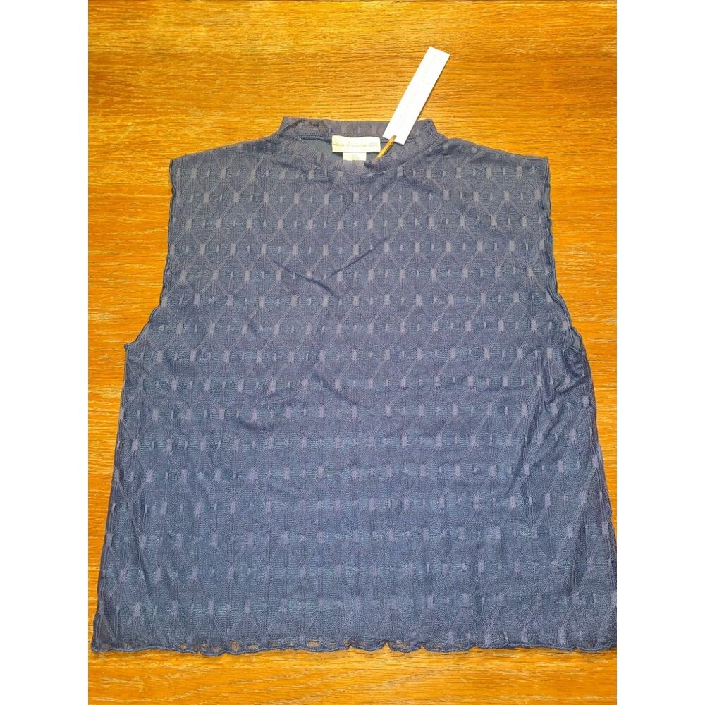 House Of Harlow 1960 Womens Sleeveless Navy Blue Textured Top Size Large